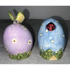 Vintage Sakura Easter Egg Salt And Pepper Shakers 3"